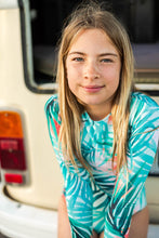 Load image into Gallery viewer, Girls Long Sleeve one piece - Turquoise Sunrise