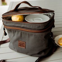 Load image into Gallery viewer, Thandana double decked cooler bag canvas and genuine leather