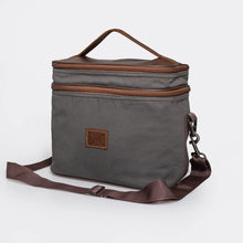 Load image into Gallery viewer, Thandana double decked cooler bag canvas and genuine leather