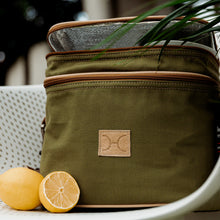 Load image into Gallery viewer, Thandana double decked cooler bag canvas and genuine leather