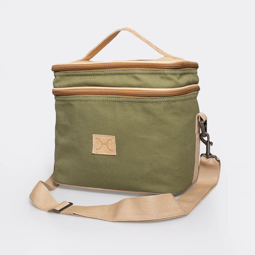 Thandana double decked cooler bag canvas and genuine leather