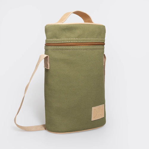 Thandana canvas and leather wine cooler bag - insulated