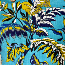 Load image into Gallery viewer, Binny Bag material tote/beach bag with florals and bright blue background