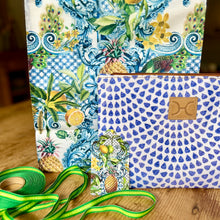 Load image into Gallery viewer, Example of blue and green gift set with matching gift tag and ribbon.