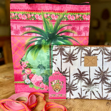 Load image into Gallery viewer, Example of Pink and white gift set with matching gift tag and ribbon.
