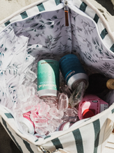 Load image into Gallery viewer, Beach Bums white insulated material tote cooler bag