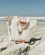 Load image into Gallery viewer, Beach Bums white insulated material tote cooler bag