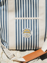 Load image into Gallery viewer, Blue and white stripe insulated material tote cooler bag