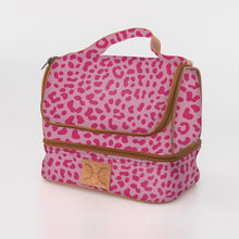 Load image into Gallery viewer, Thandana insulated lunch thermal cooler bag in a fun pink cheetah print. The handle and dual compartments make it very practical.