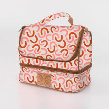 Load image into Gallery viewer, Thandana insulated lunch thermal cooler bag with leather handle. two compartments to keep food and snacks cool and fresh.