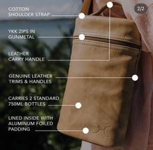 Load image into Gallery viewer, Wine Cooler Double Carry - Hazelnut Leather