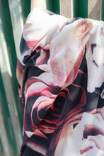Load image into Gallery viewer, Close up of Bobums UAE Microfibre beach towel with Vintage Rose design