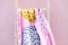 Load image into Gallery viewer, Close up of Bobums UAE Microfibre beach towel with Wild Pines design on double sided towel