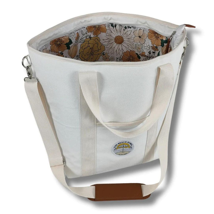 Beach Bums white insulated material tote cooler bag