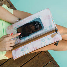 Load image into Gallery viewer, Sticky Fingers Clear Pouch Laminated Fabric - Crazy Daisy Sage
