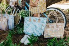 Load image into Gallery viewer, Large Beach Bag Laminated Fabric - Crazy Daisy Sage
