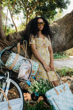 Load image into Gallery viewer, Large Beach Bag Laminated Fabric - Crazy Daisy Sage
