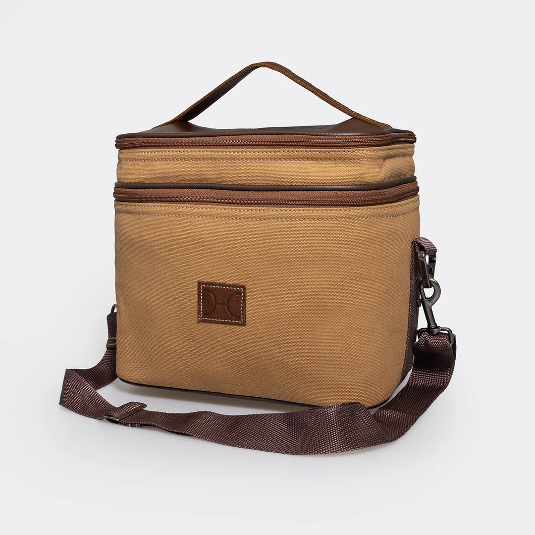 Thandana double decked cooler bag canvas and genuine leather