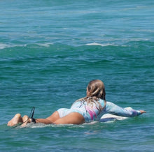 Load image into Gallery viewer, Girl surfing in Long Sleeve one piece, swimwear from Surf Sense, South Africa
