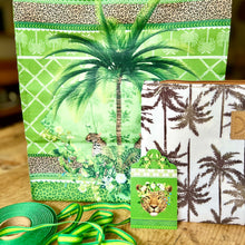 Load image into Gallery viewer, Example of green and white gift set with matching gift tag and ribbon.
