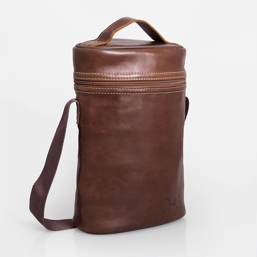Wine Cooler Double Carry - Tobac Leather