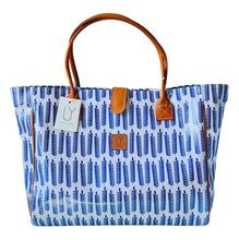 Load image into Gallery viewer, Blue leaves IY apparel beach bag hand bag
