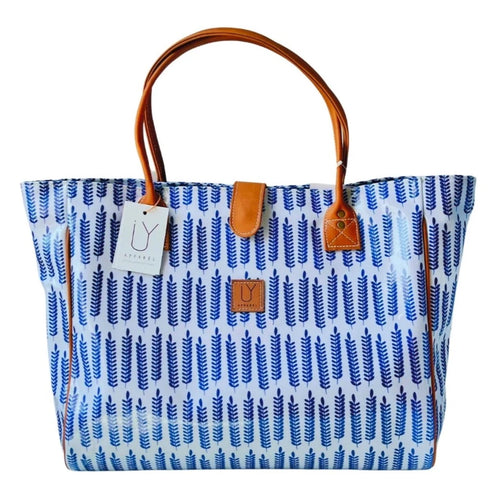 Blue leaves IY apparel beach bag hand bag