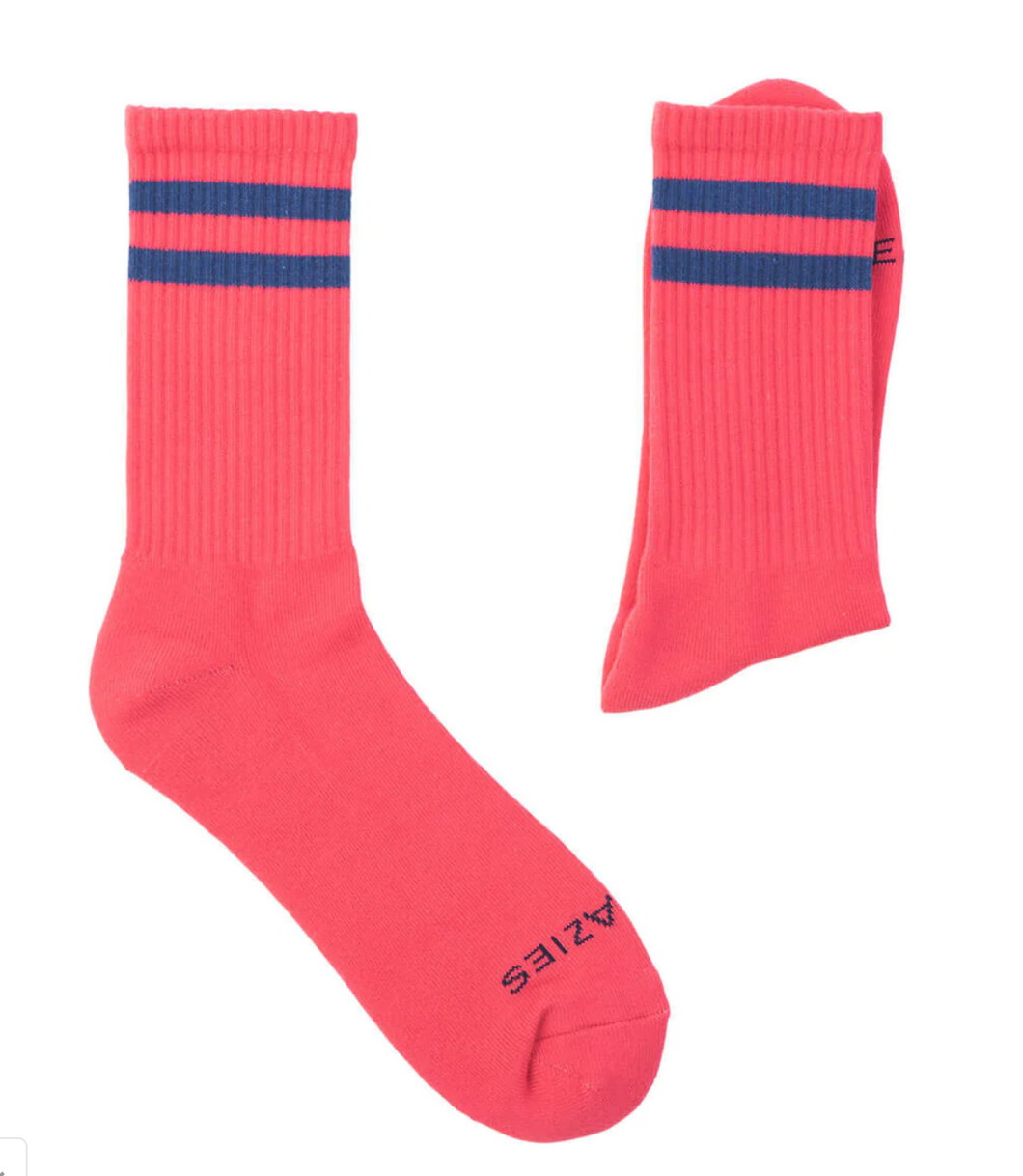 Socks - Coral & Navy