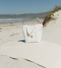 Load image into Gallery viewer, Beach Bums white insulated material tote cooler bag
