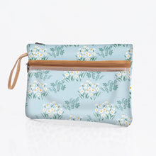 Load image into Gallery viewer, Sticky Fingers Clear Pouch Laminated Fabric - Crazy Daisy Sage
