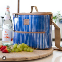 Load image into Gallery viewer, Lunch Cooler Bag - Laminated Fabric Stripes Blue
