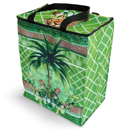 Bright Green, Palm Tree and Leopards, Soft insulated cooler bag from Macaroon, South Africa