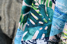 Load image into Gallery viewer, Close up of Bobums UAE Microfibre beach towel with Geo Palm design
