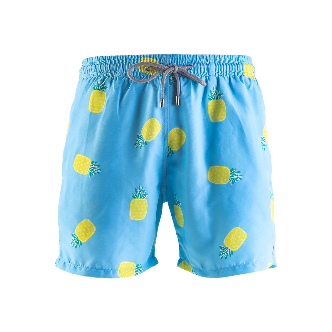 Kids Swim Shorts - Pineapples | Baby Blue