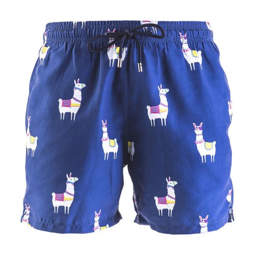 Front - Adult swim shorts - Navy Blue Lama design