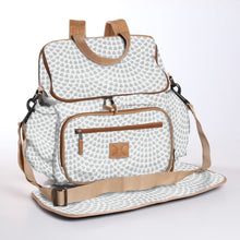 Load image into Gallery viewer, Grey moonstruck Thandana baby diaper backpack, water-resistant laminated fabric, practical and modern.
