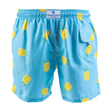 Load image into Gallery viewer, Kids Swim Shorts - Pineapples | Baby Blue
