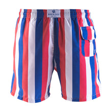 Load image into Gallery viewer, Back - Adult swim shorts - Stripes design in Blue, Coral and White
